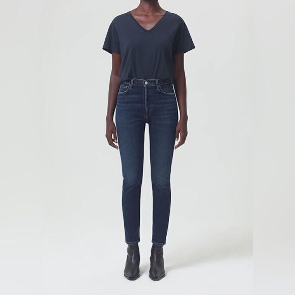 AGOLDE NICO HIGH RISE SLIM FIT (STRETCH) Dark Wash Size 25 - Picture 1 of 4